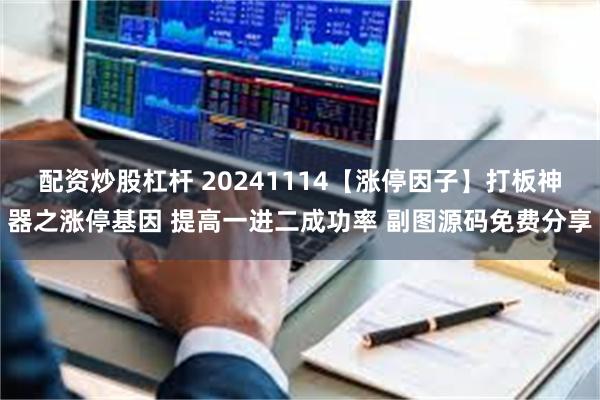 配资炒股杠杆 20241114【涨停因子】打板神器之涨停基因 提高一进二成功率 副图源码免费分享