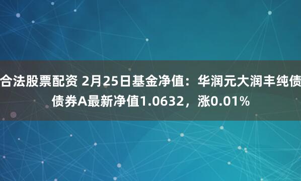 合法股票配资 2月25日基金净值：华润元大润丰纯债债券A最新净值1.0632，涨0.01%